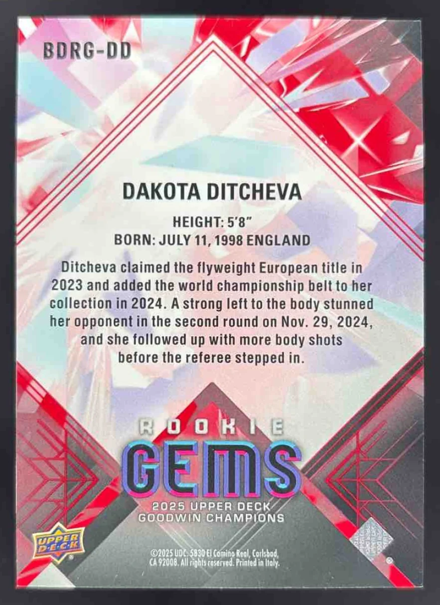 2025 Goodwin Champions Black Diamond Rookie Gems Red #DD Dakota Ditcheva /100 - Image 2