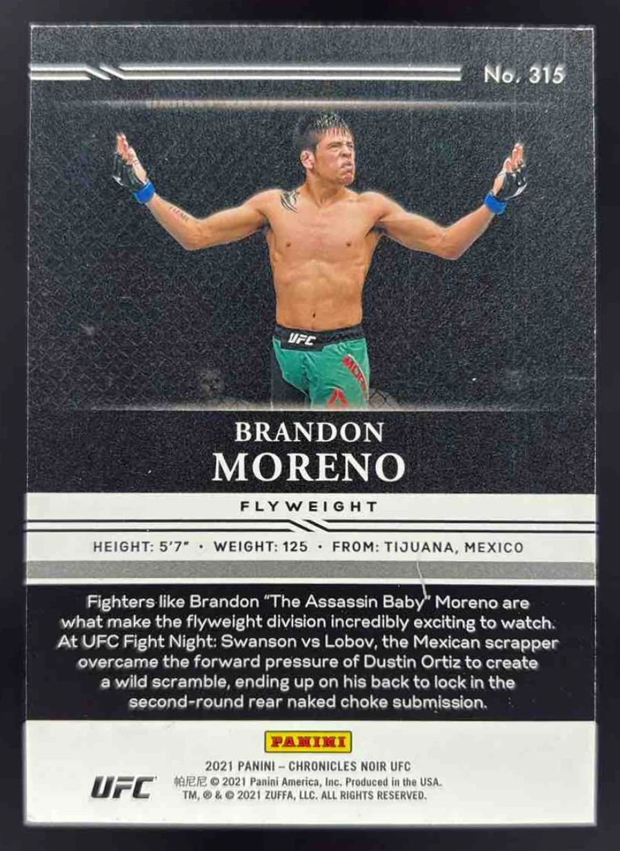 2021 Panini Chronicles UFC #315 Brandon Moreno RC /99 - Image 2