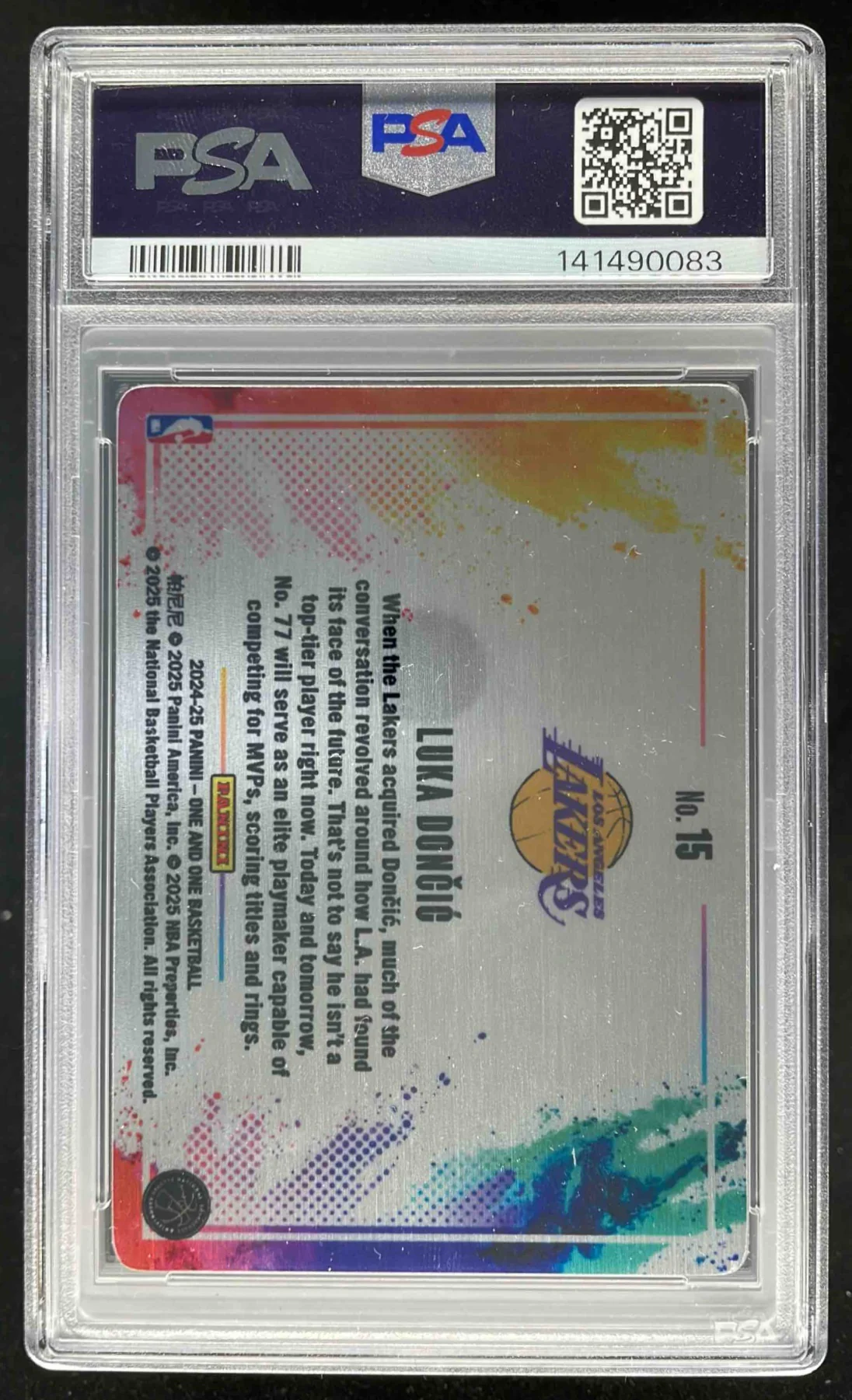 2024-25 Panini One and One Black Color Blast #15 Luka Doncic PSA 10 - Image 2