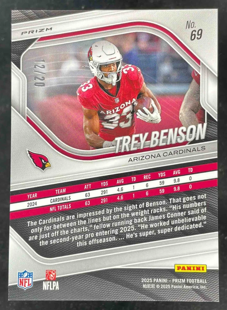 2025 Panini Prizm Choice Red Prizm #69 Trey Benson /20 - Image 2
