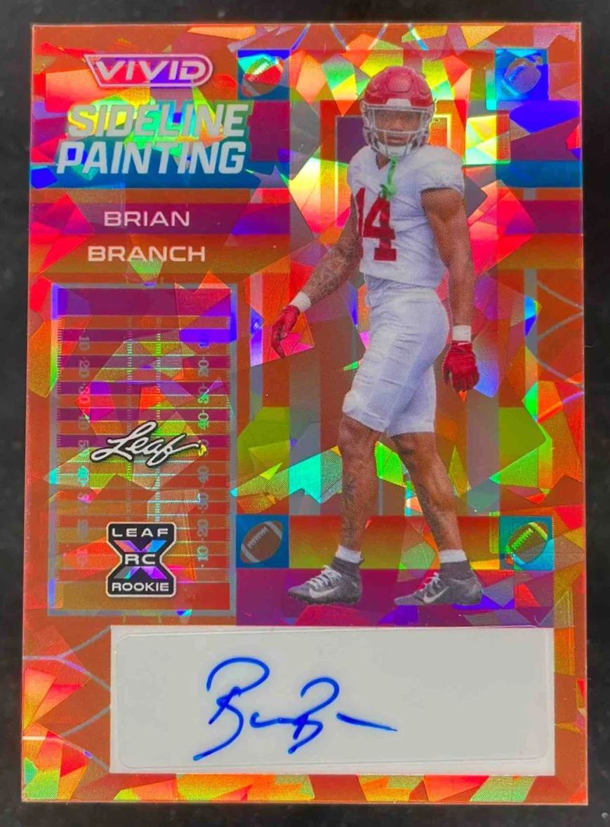 2023 Leaf Vivid Sideline Painting Crystal Orange #SP-BB1 Brian Branch RC Auto /3
