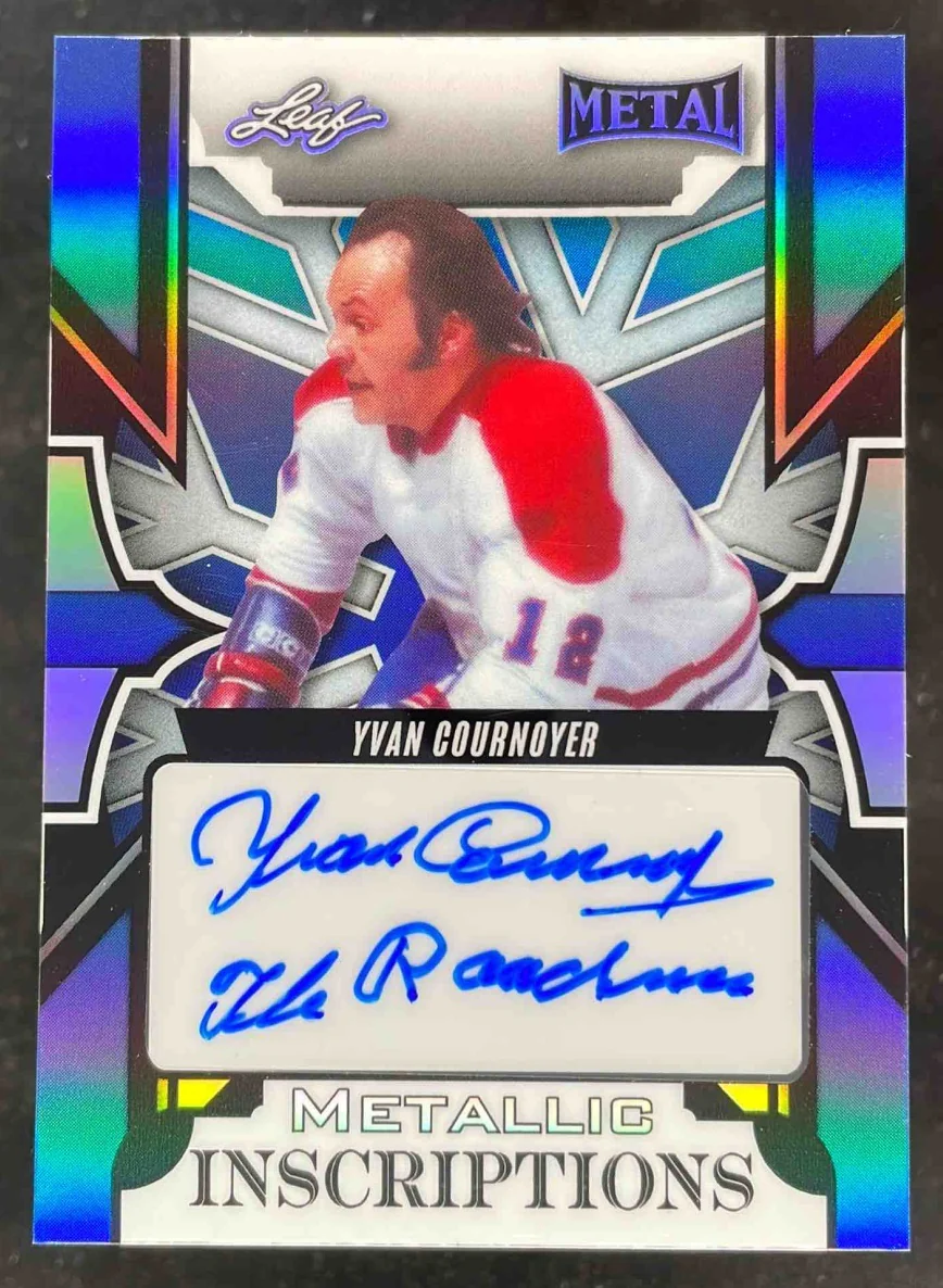 2025 Leaf Legends Metallic Inscriptions Prismatic Blue Yvan Cournoyer Auto /8
