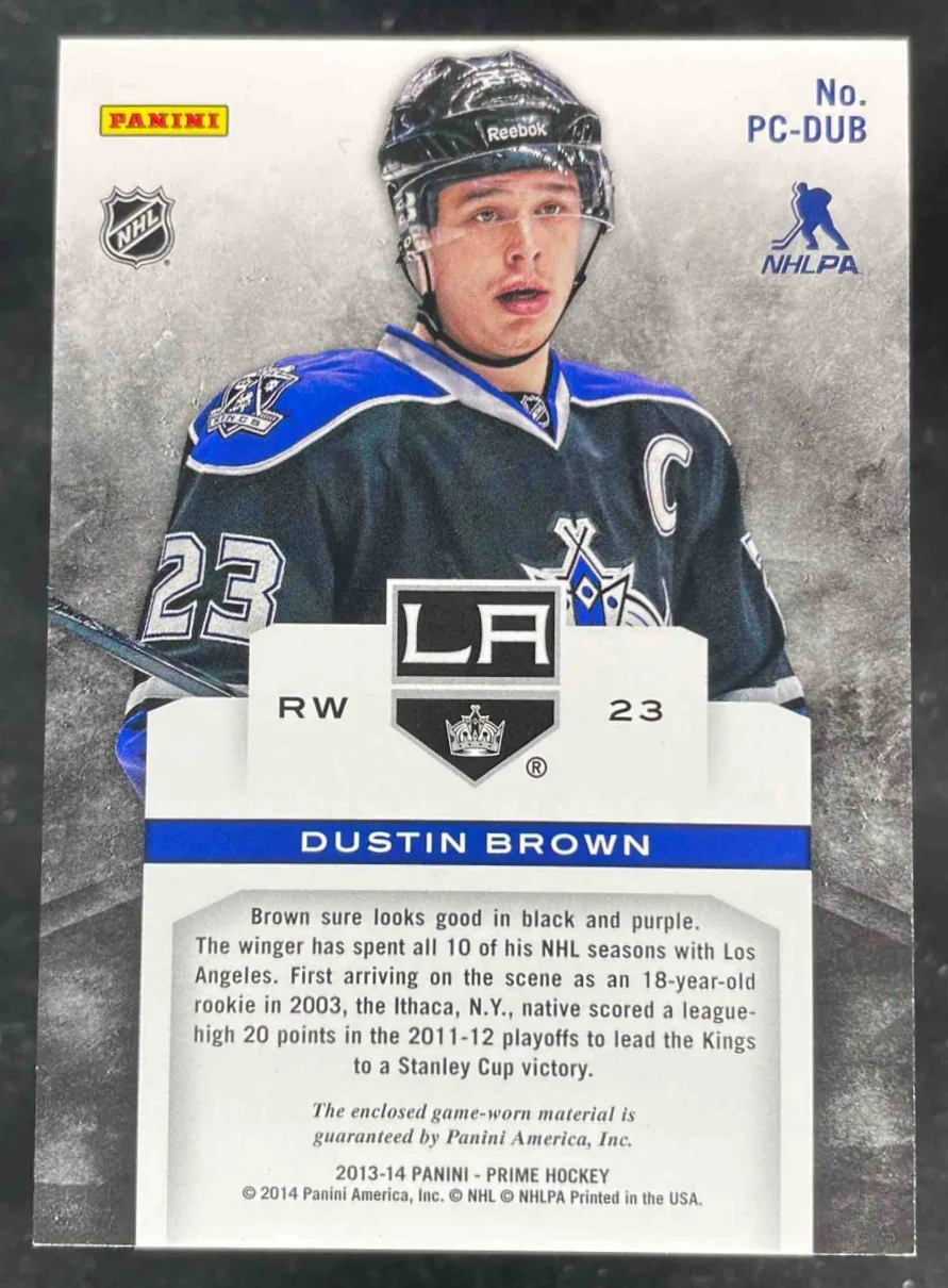 2013-14 Panini Prime Prime Colors Numbers #PC-DUB Dustin Brown /65 - Image 2