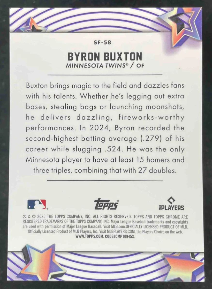 2025 Topps Cosmic Chrome Starfractor #SF-58 Byron Buxton - Image 2