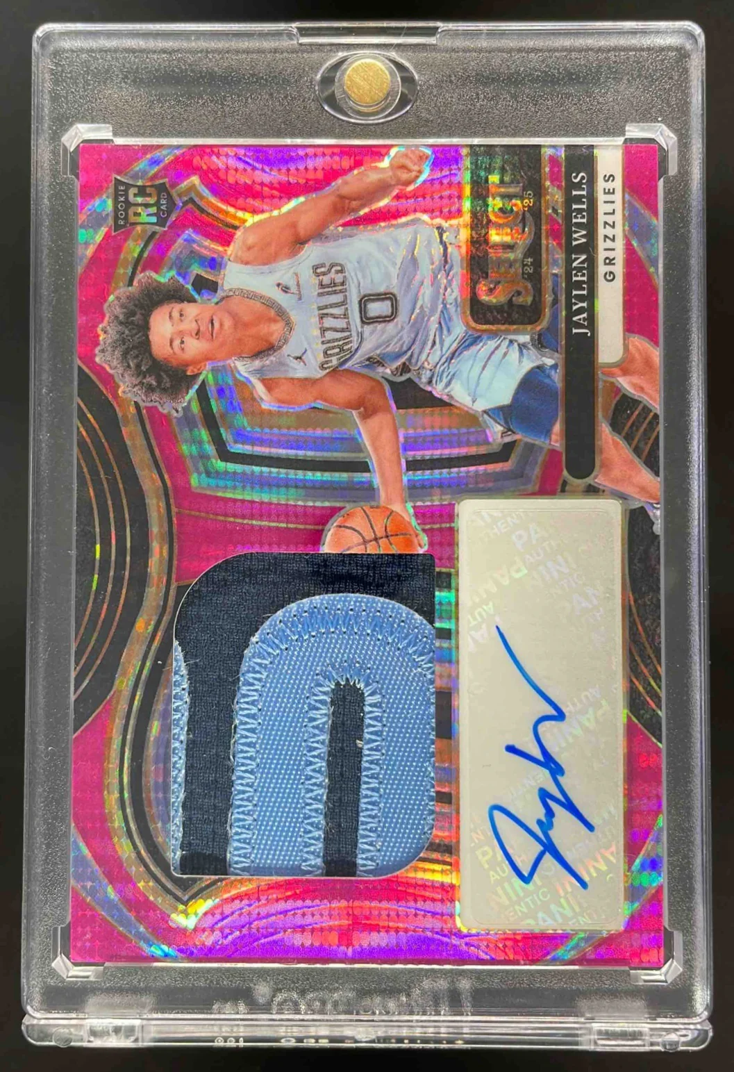 2024 Select Jumbo Rookie Swatches Purple Pulsar FOTL Jaylen Wells RC Auto /15