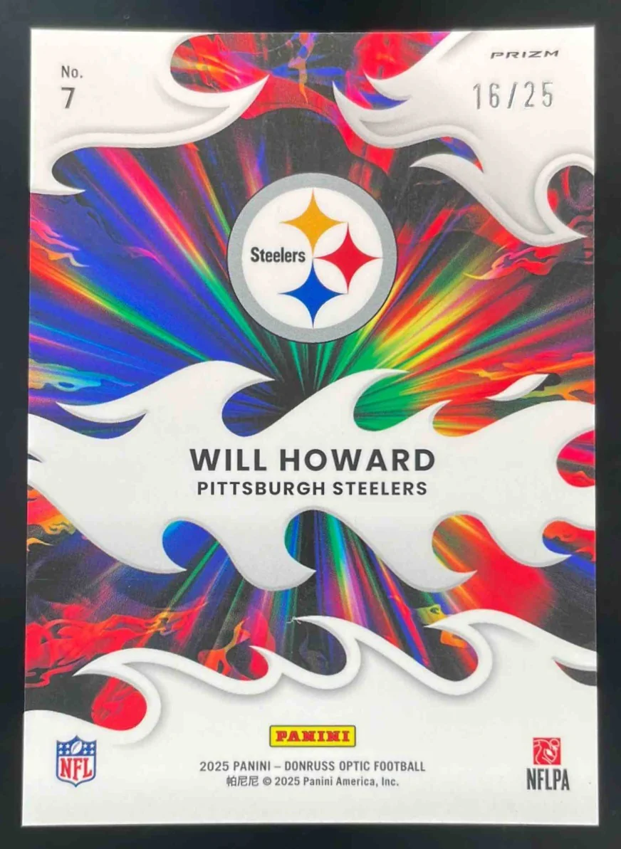 2025 Panini Donruss Optic Light It Up Purple Stars Prizm #7 Will Howard RC /25 - Image 2
