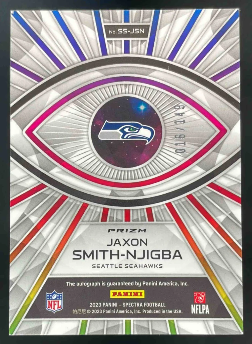 2023 Panini Spectra Spectral #SS-JSN Jaxon Smith-Njigba RC Auto /149 - Image 2