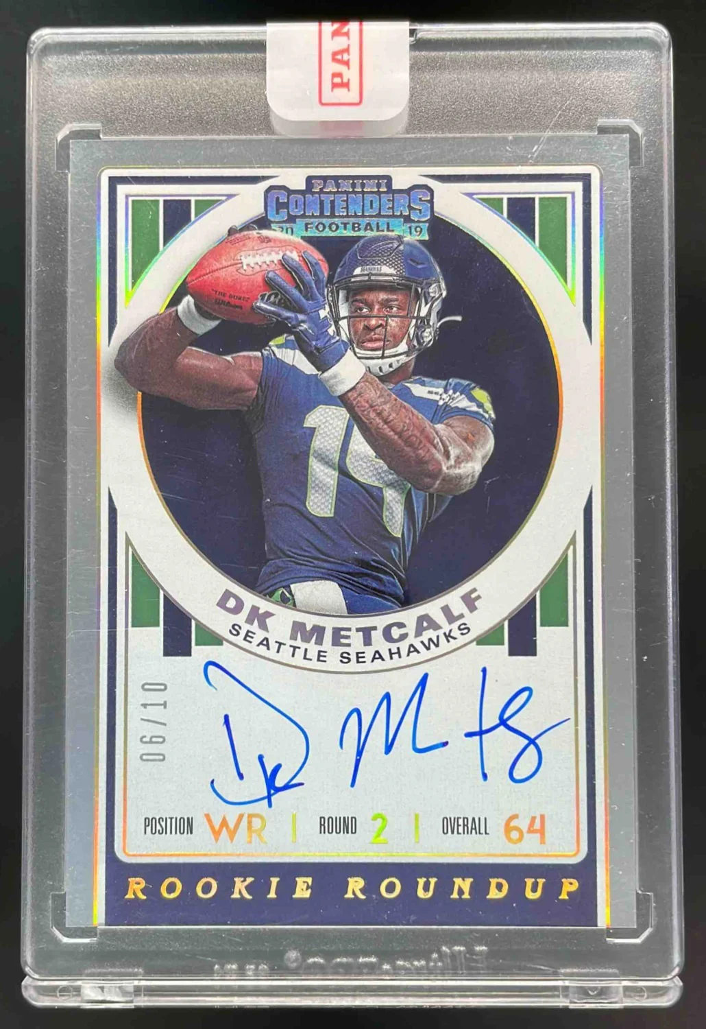 2019 Panini Contenders Rookie Roundup Gold RPS #RRA-DM DK Metcalf RC Auto /10