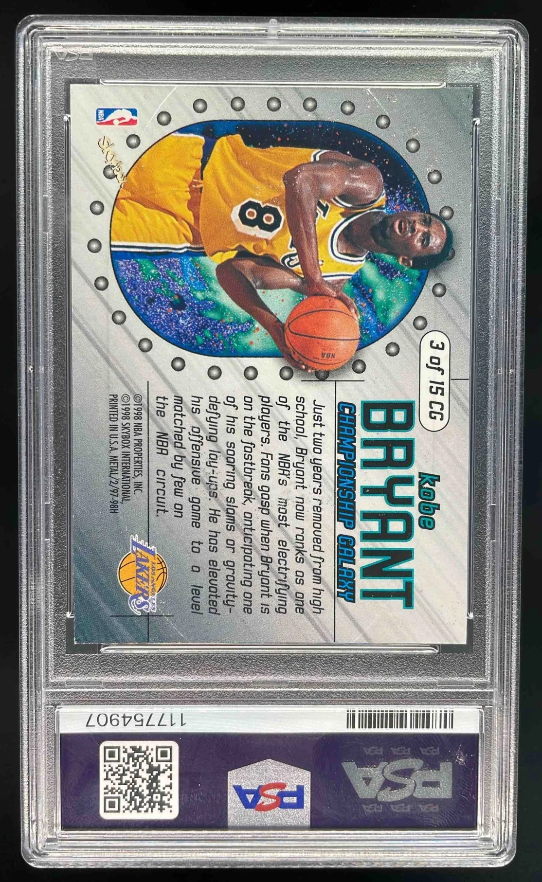 1997-98 Skybox Metal Universe Championship Galaxy #3 CG Kobe Bryant PSA 7 - Image 2
