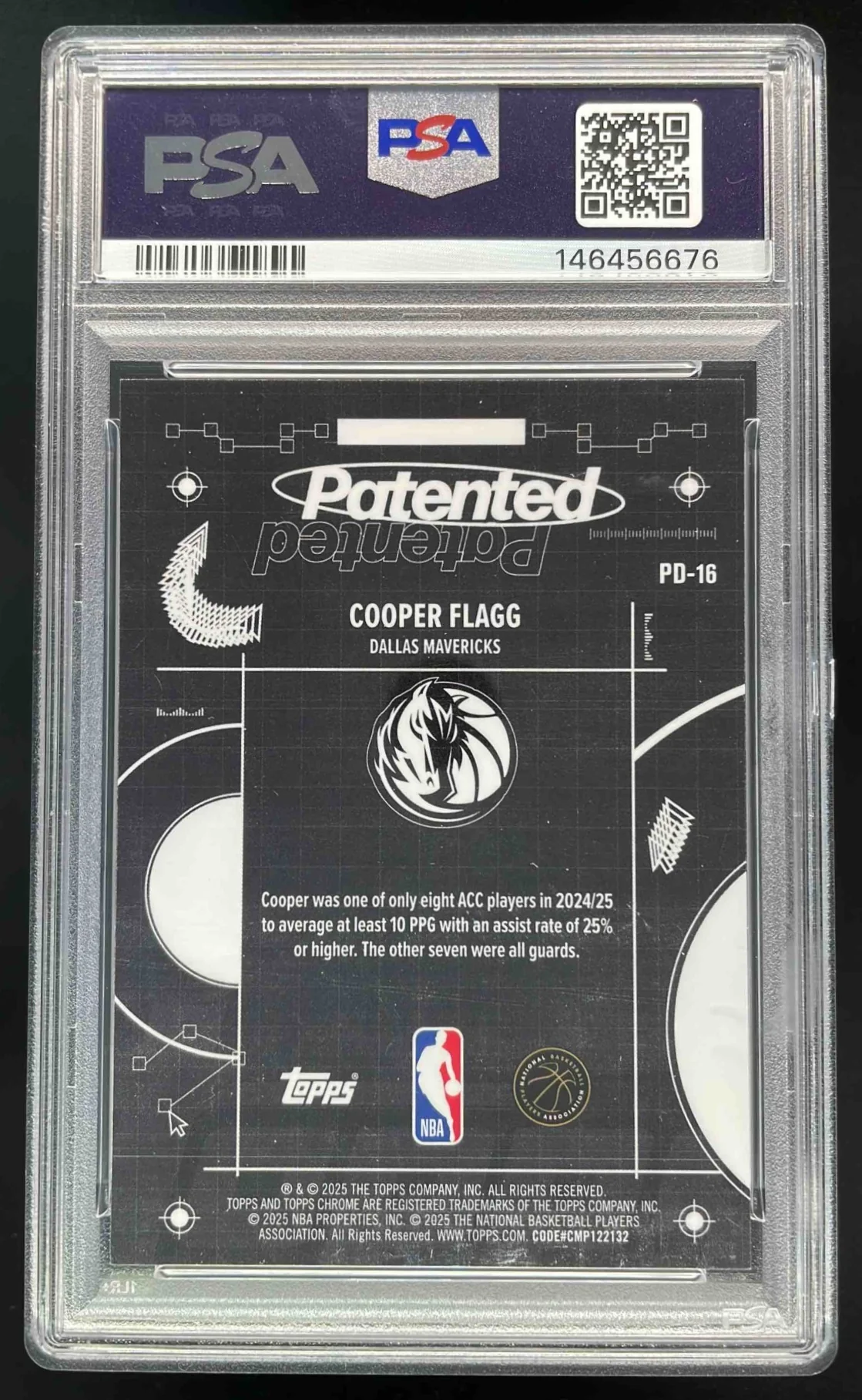 2025-26 Topps Chrome Patented #PD-16 Cooper Flagg RC SSP PSA 9 - Image 2
