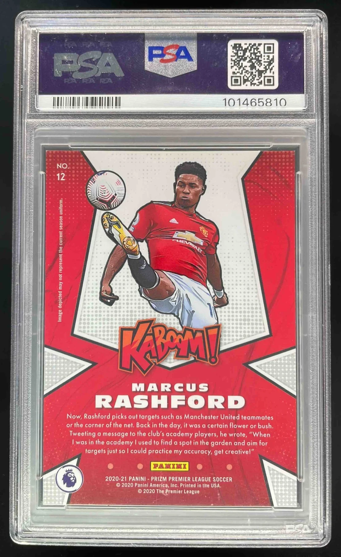 2020-21 Panini Prizm Premier League Kaboom SSP #12 Marcus Rashford PSA 9 - Image 2