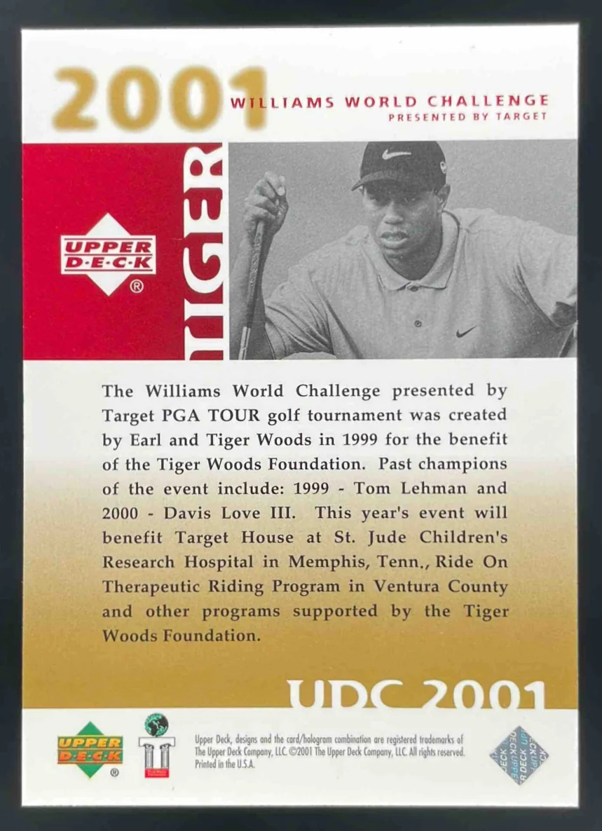 2001 Upper Deck Williams World Challenge Tiger Woods - Image 2