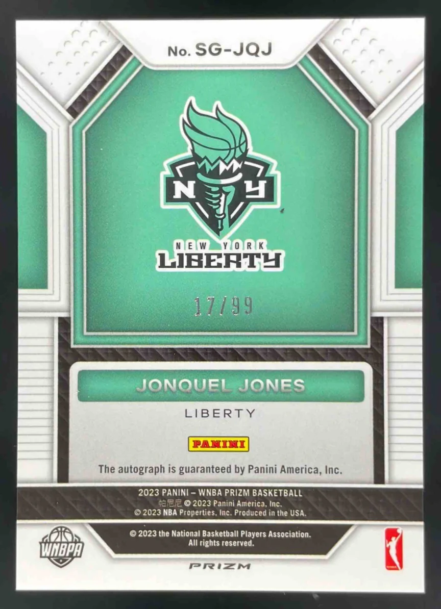 2023-24 Panini Prizm WNBA Signatures Red #SG-JQJ Jonquel Jones Auto /99 - Image 2