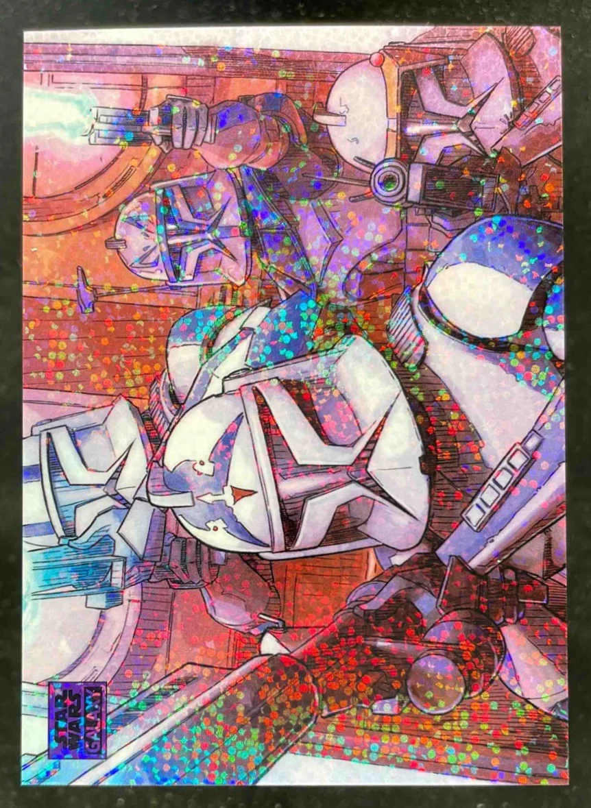2025 Topps Chrome Star Wars Galaxy Purple Speckle #87 Surprise Clankers!/125