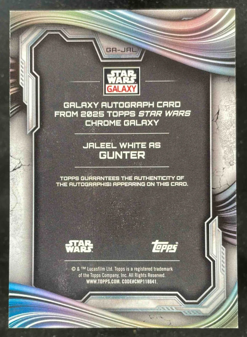 2025 Topps Chrome Star Wars Galaxy Atomic Jaleel White as Gunter Auto /150 - Image 2