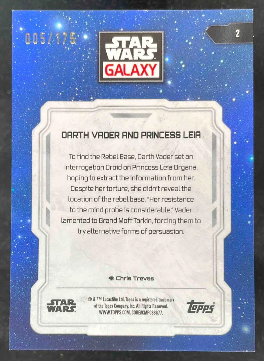2024 Topps Chrome Star Wars Galaxy Aqua Lava Darth Vader and Princess Leia /175 - Image 2