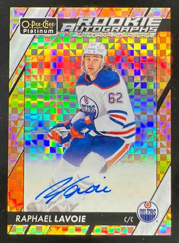 2023 O-Pee-Chee Platinum Rookie Orange Checkers #R-RL Raphael Lavoie RC Auto /15