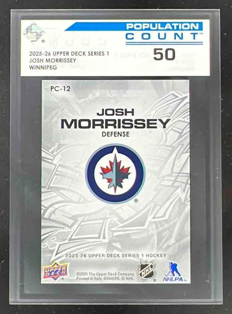 2025 Upper Deck Series 1 Population Count 50 #PC-12 Josh Morrissey - Image 2