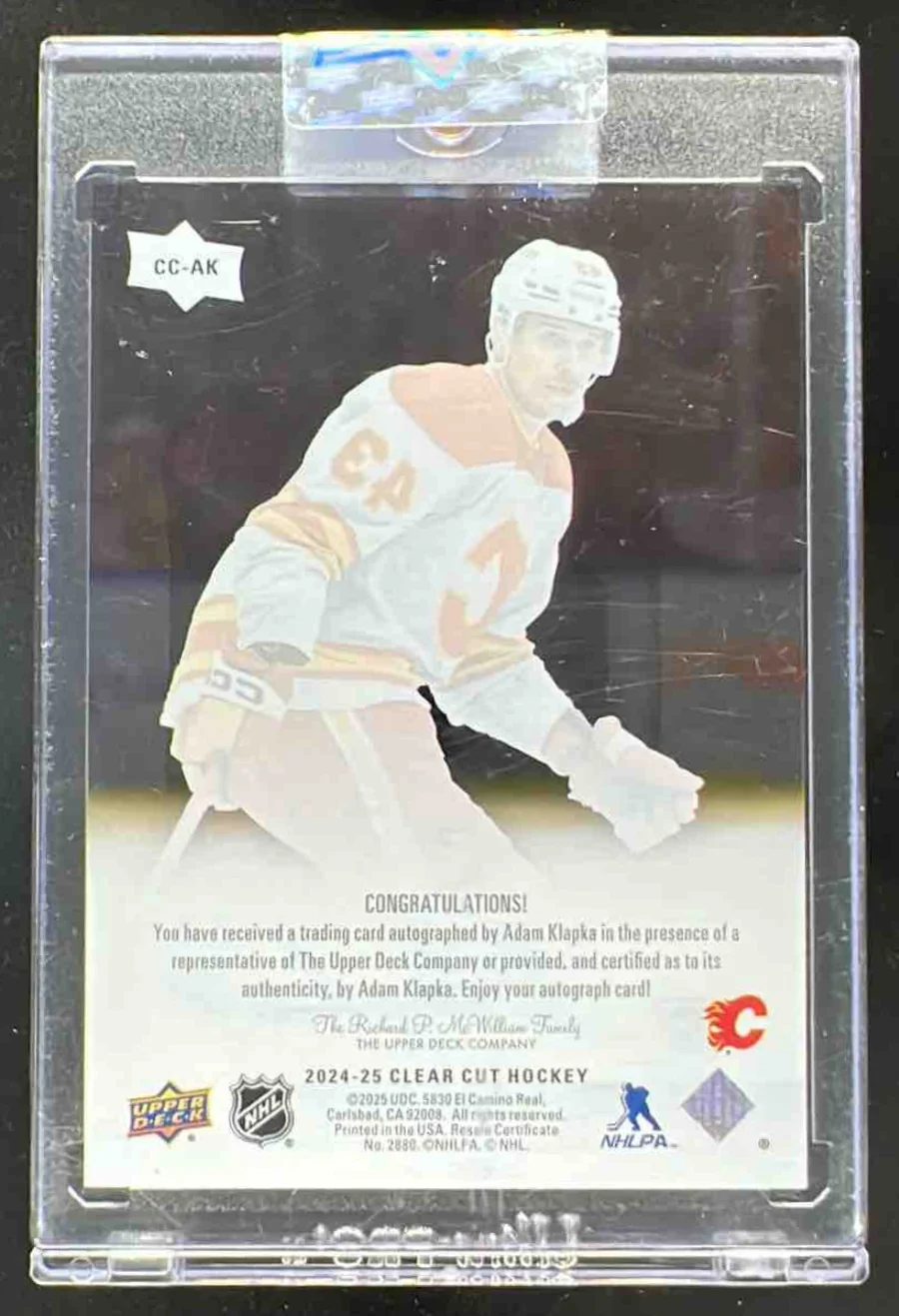 2024-25 Upper Deck Clear Cut #CC-AK Adam Klapka Rookie SP Autograph RC Auto - Image 2