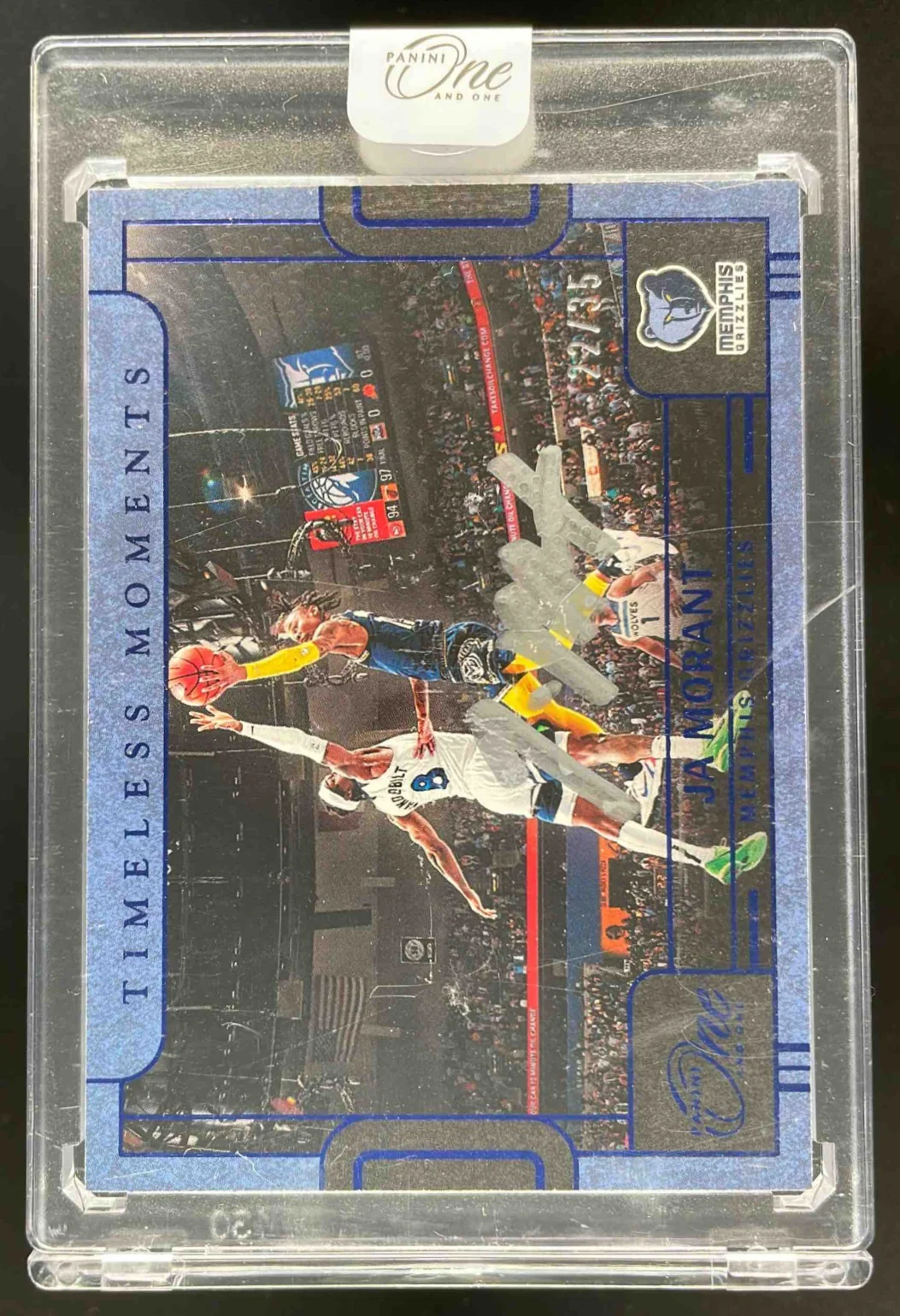 2022-23 Panini One & One Timeless Moments Horizontal Blue Ja Morant Auto /35