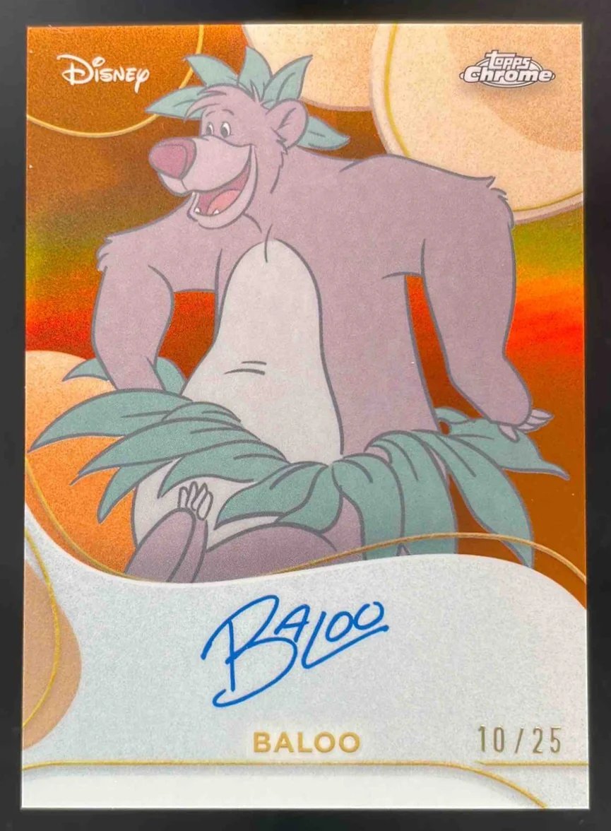 2025 Topps Chrome Disney Facsimile Autographs Orange Refractor #FA-7 Baloo /25