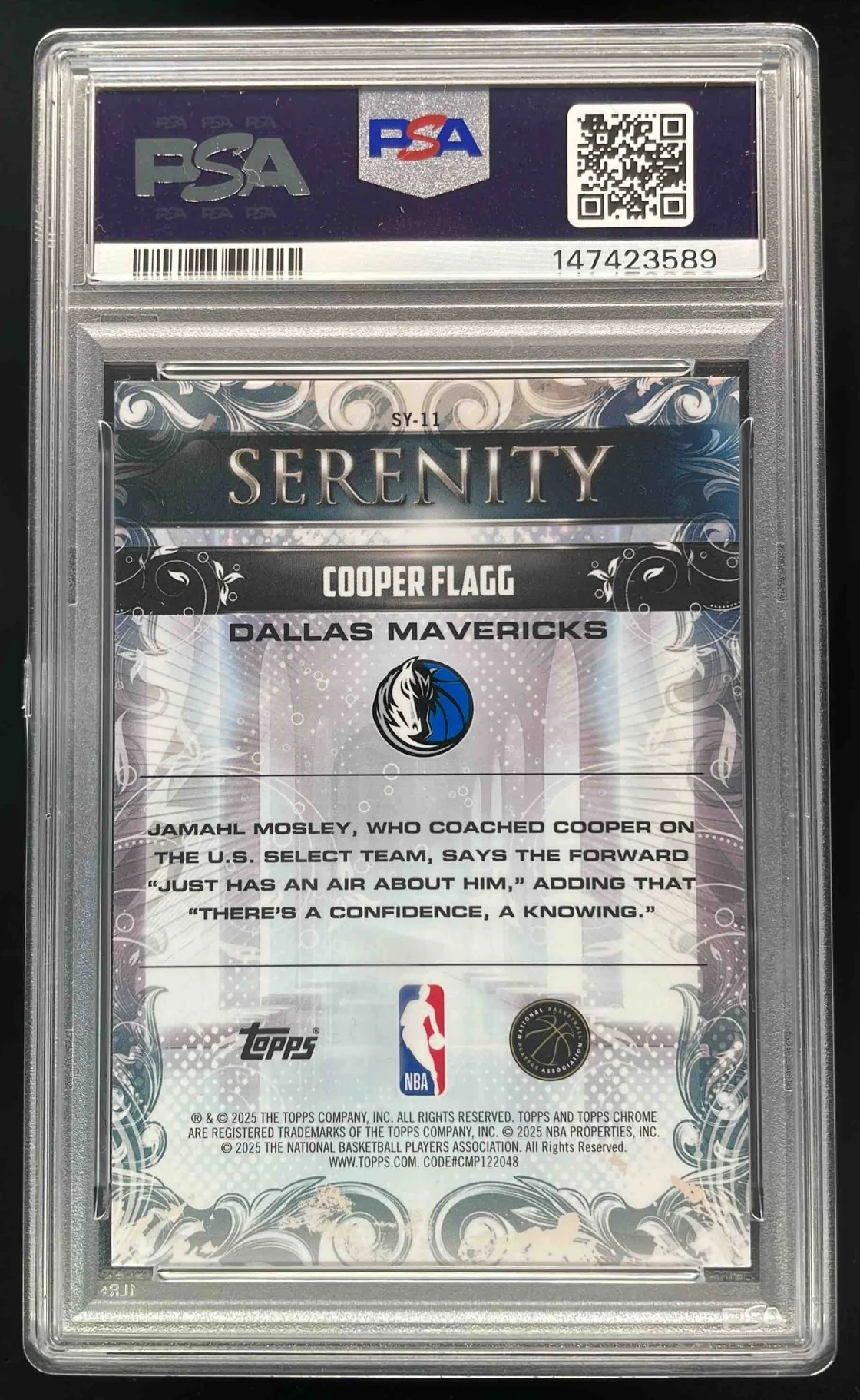 2025 Topps Chrome Serenity Magenta Refractor #SY-11 Cooper Flagg RC /399 PSA 10 - Image 2