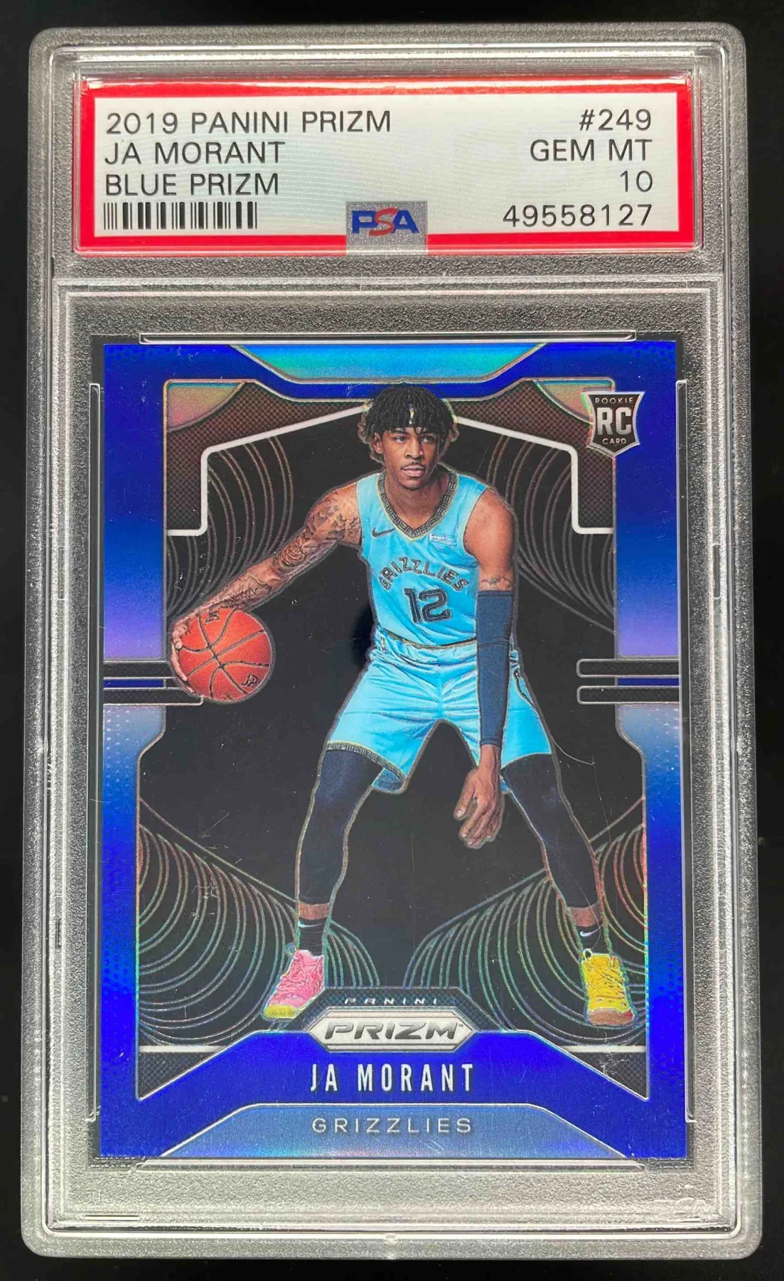 2019-20 Panini Prizm Prizms Blue #249 Ja Morant RC /199 PSA 10