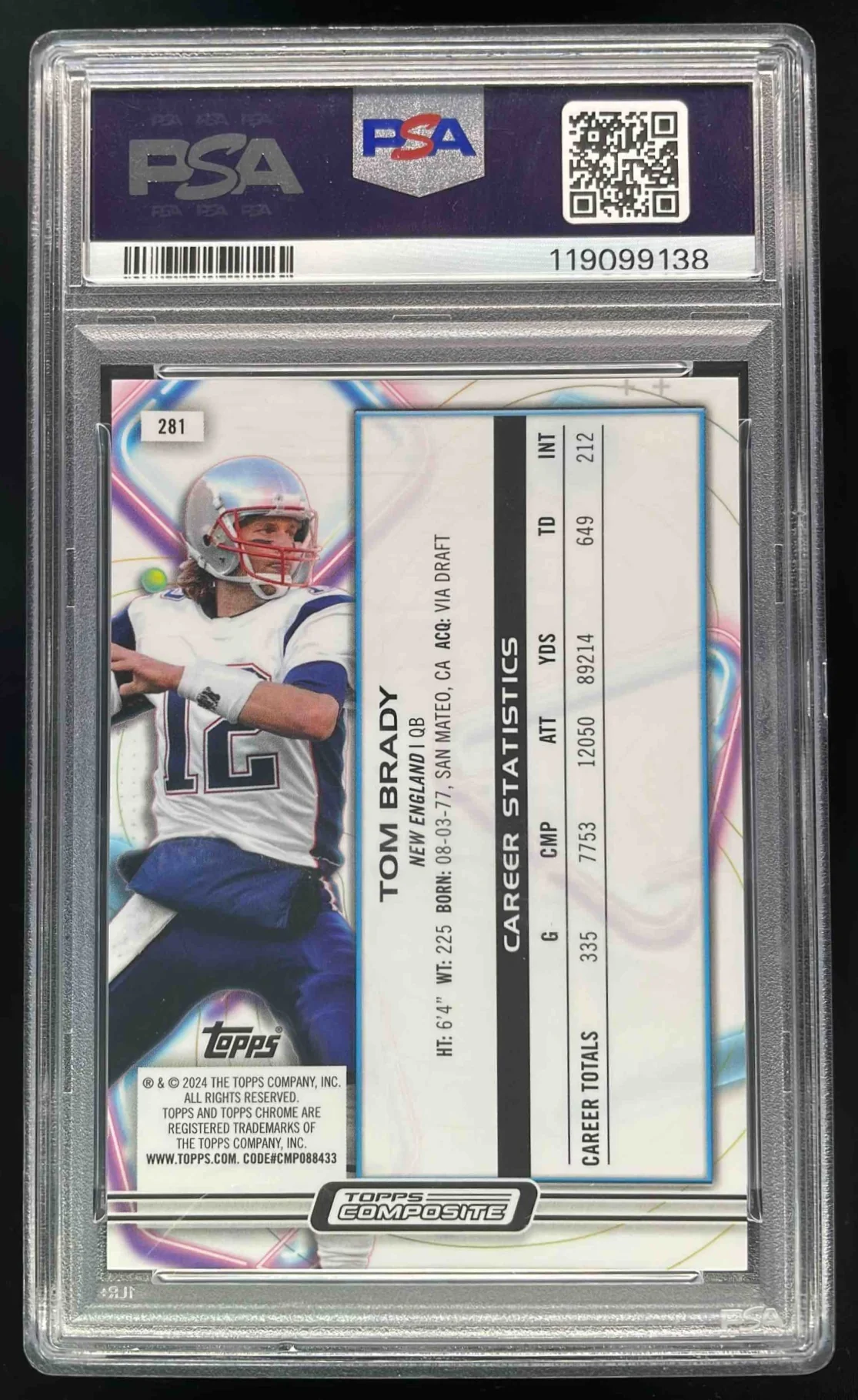 2023 Topps Composite Cosmic Chrome Gold Intersteller #281 Tom Brady /50 PSA 10 - Image 2
