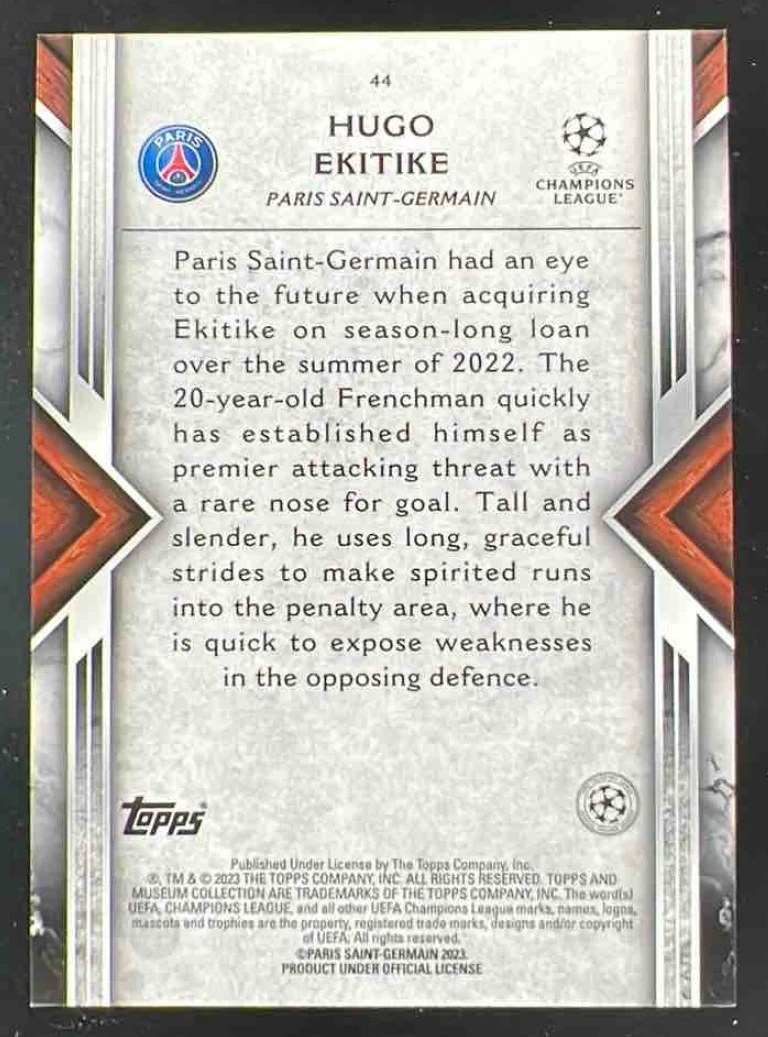 2022-23 Topps Museum Collection UEFA Champions League #44 Hugo Ekitike RC - Image 2