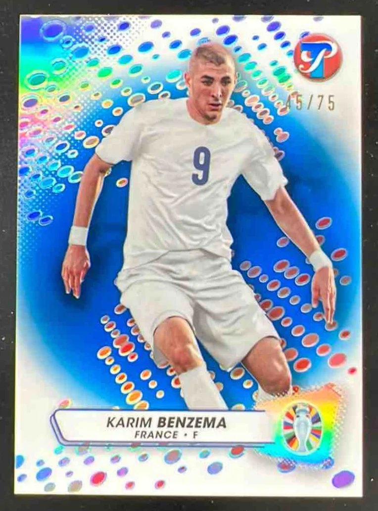 2023-24 Topps Pristine Road To Euro 2024 Blue Refractors #57 Karim Benzema /75