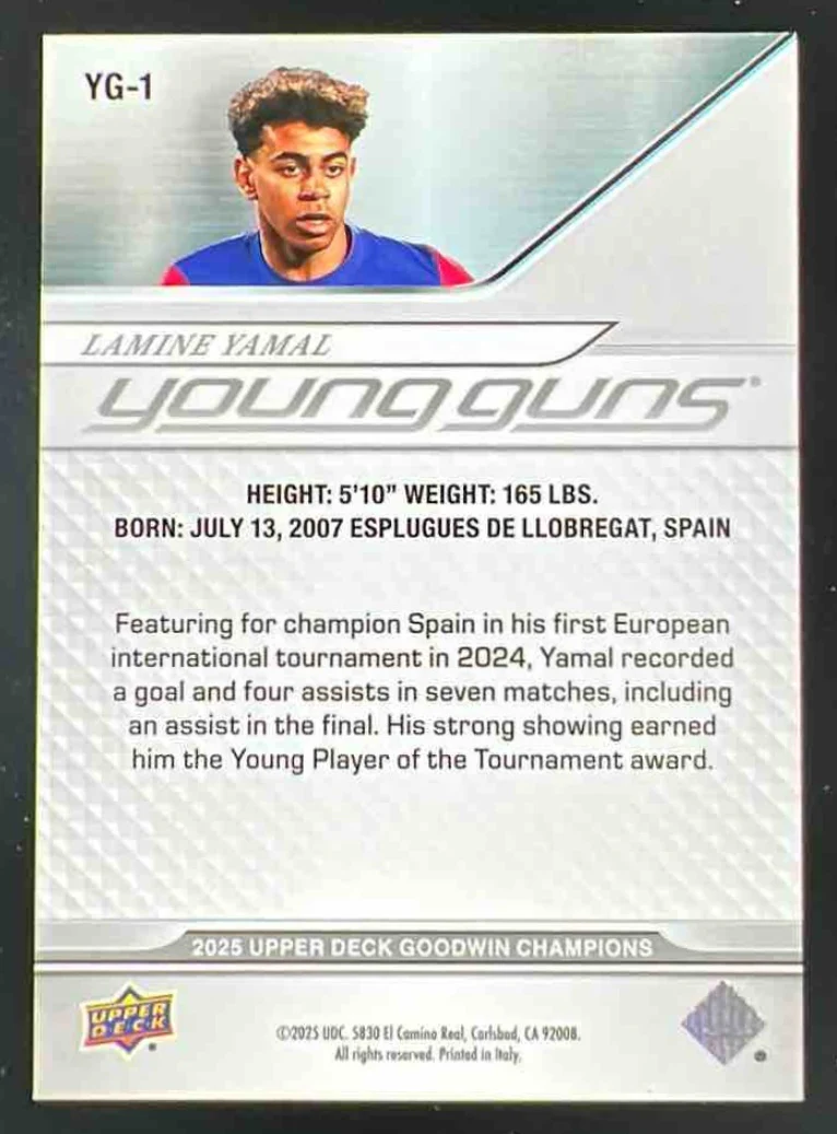 2025 Upper Deck Goodwin Champions Young Guns #YG-1 Lamine Yamal - Image 2