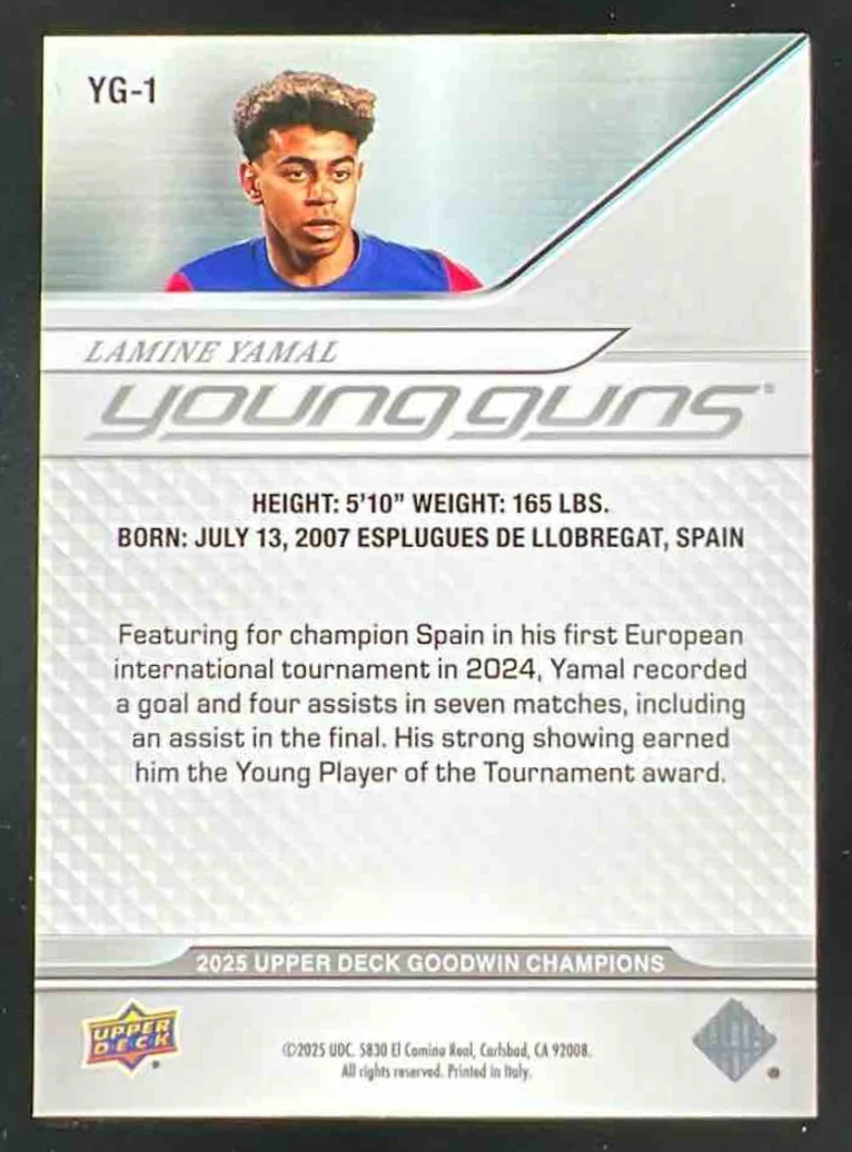 2025 Upper Deck Goodwin Champions Young Guns #YG-1 Lamine Yamal - Image 2