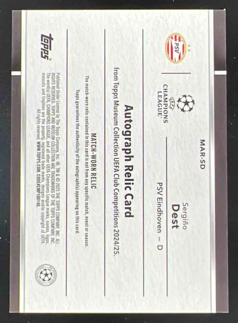 2024-25 Museum Collection UEFA Club Relics Rose Quartz SergiAo Dest Auto /299 - Image 2