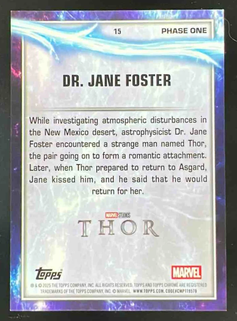 2025 Topps Chrome Marvel Studios Red Refractor #15 Dr. Jane Foster /5 - Image 2