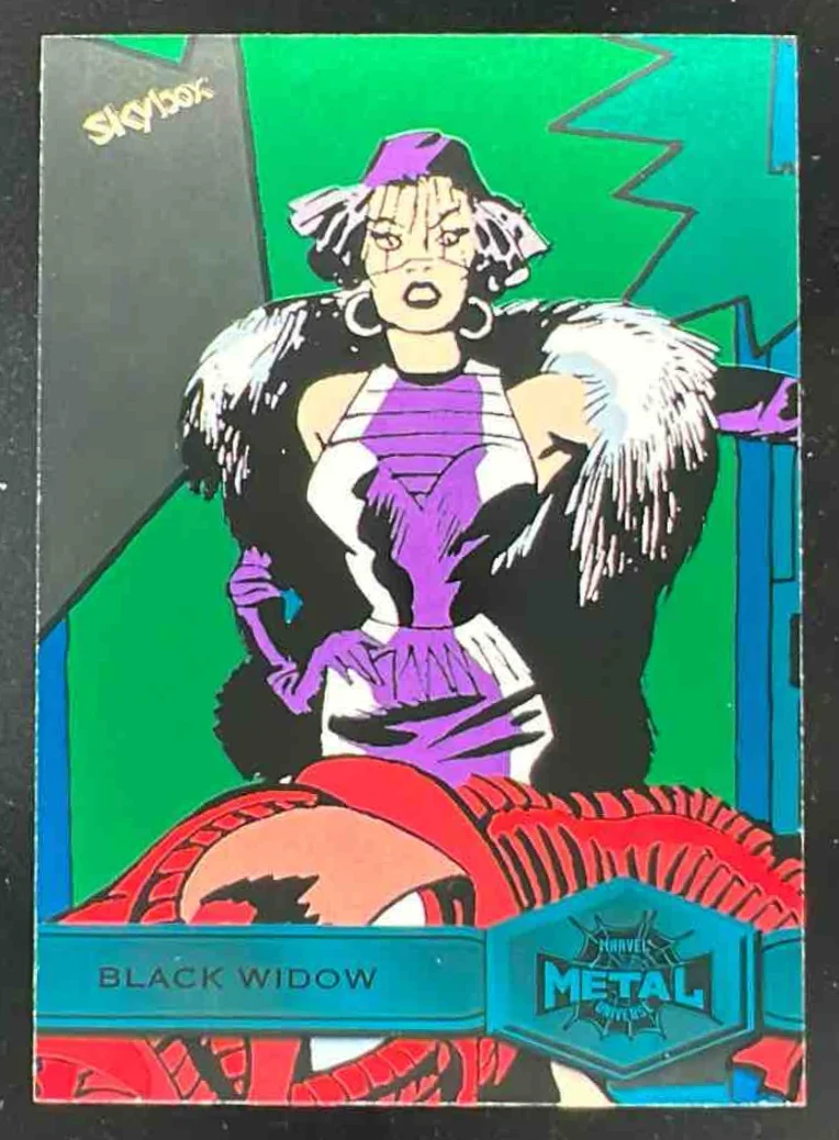 2021 Metal Universe Marvel Spider Man Turquoise Light FX #113 Black Widow /50