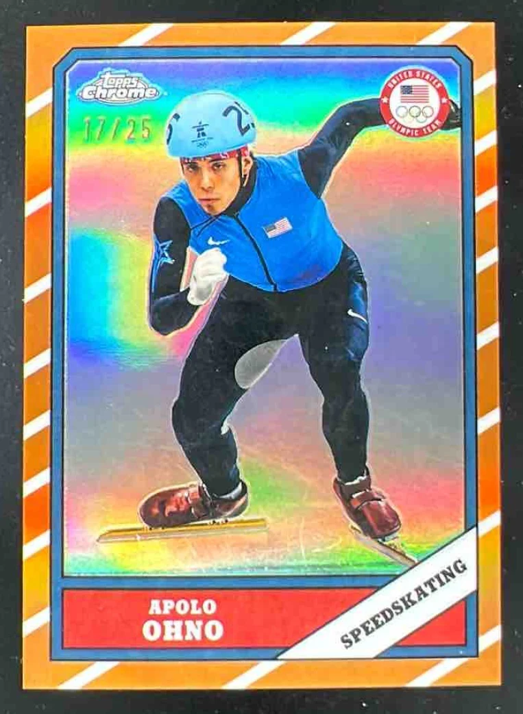 2026 Topps Chrome U.S. Winter Olympic Hopefuls 1986 Orange #T86-7 Apolo Ohno /25