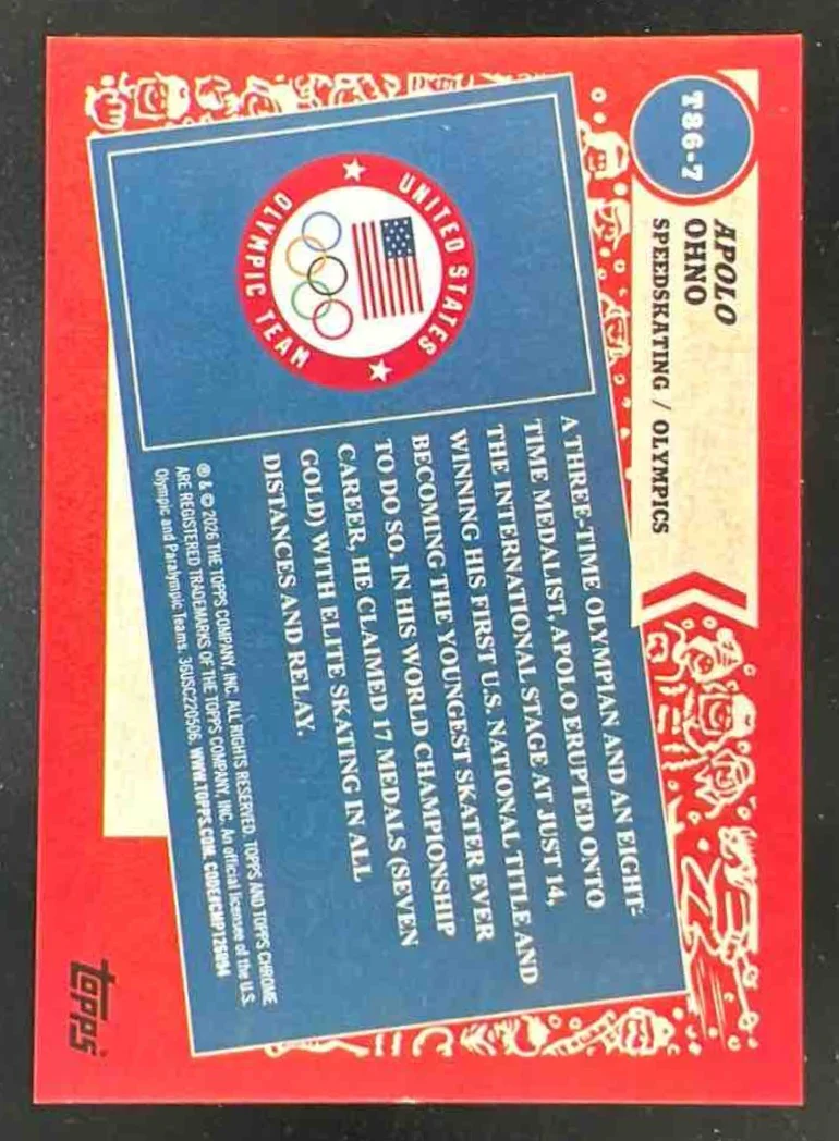 2026 Topps Chrome U.S. Winter Olympic Hopefuls 1986 Orange #T86-7 Apolo Ohno /25 - Image 2