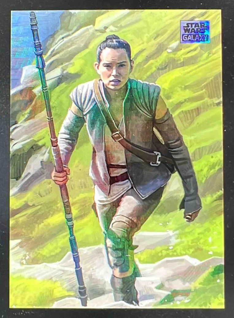 2025 Topps Chrome Star Wars Galaxy Power of the Force Prism #POW-14 Rey /75