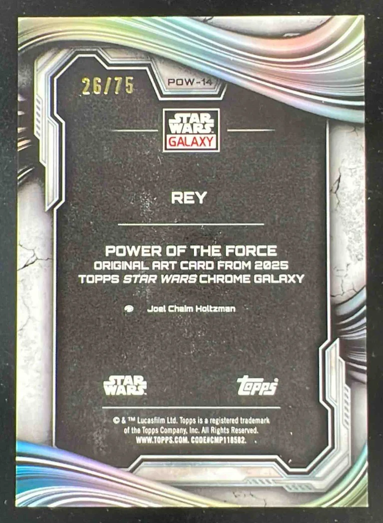 2025 Topps Chrome Star Wars Galaxy Power of the Force Prism #POW-14 Rey /75 - Image 2