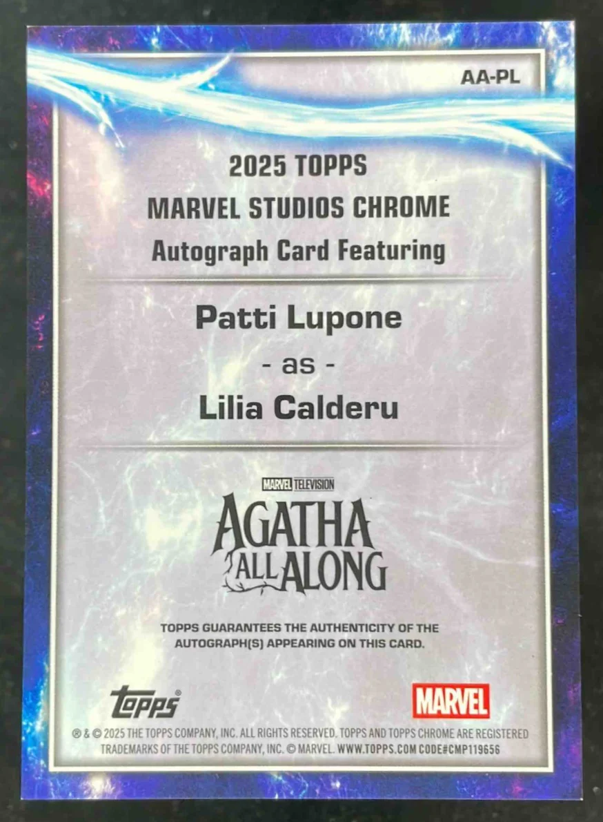 2025 Topps Chrome Marvel Studios #AA-PL Patti Lupone as Lilia Calderu Auto - Image 2