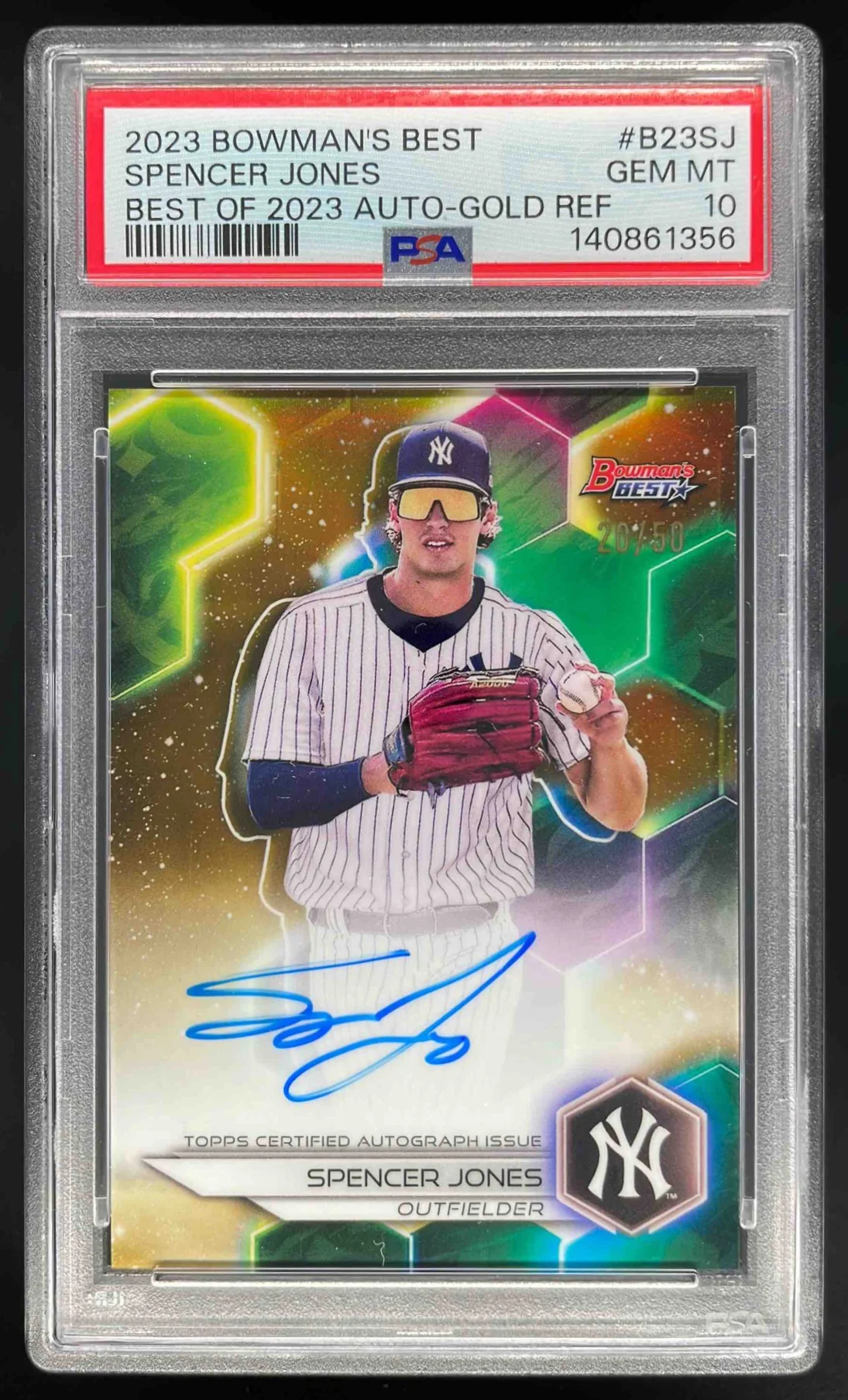 2023 Bowman's Best of 2023 Gold Refractor #B23-SJ Spencer Jones Auto /50 PSA 10