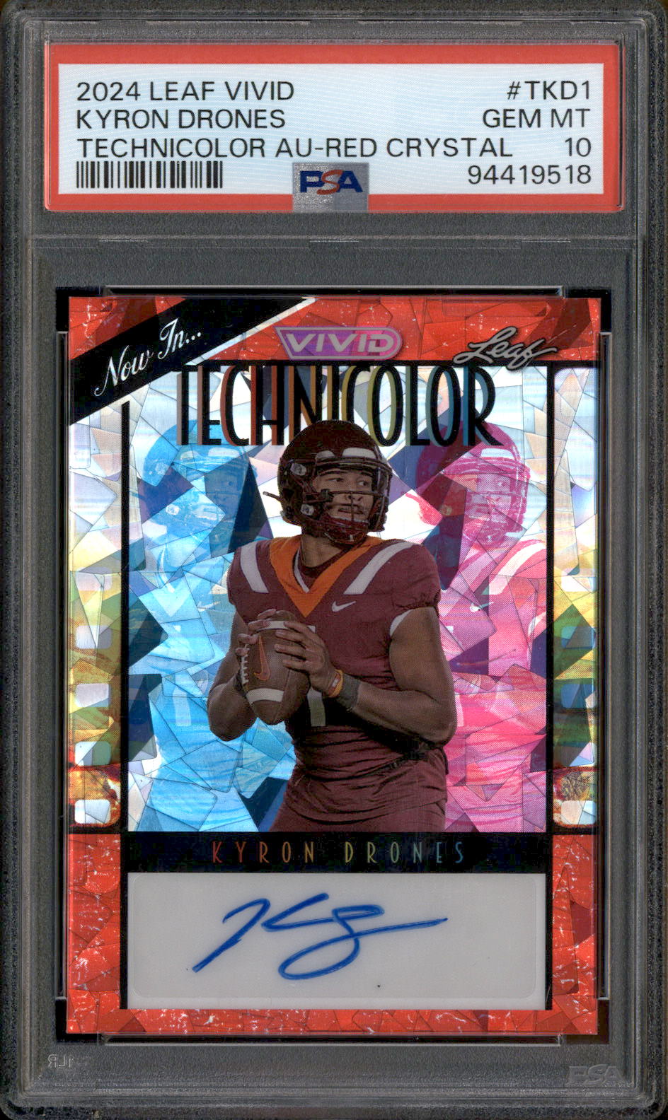 2024 Leaf Vivid Technicolor Auto Red Crystal Kyron Drones Autograph /8 PSA 10