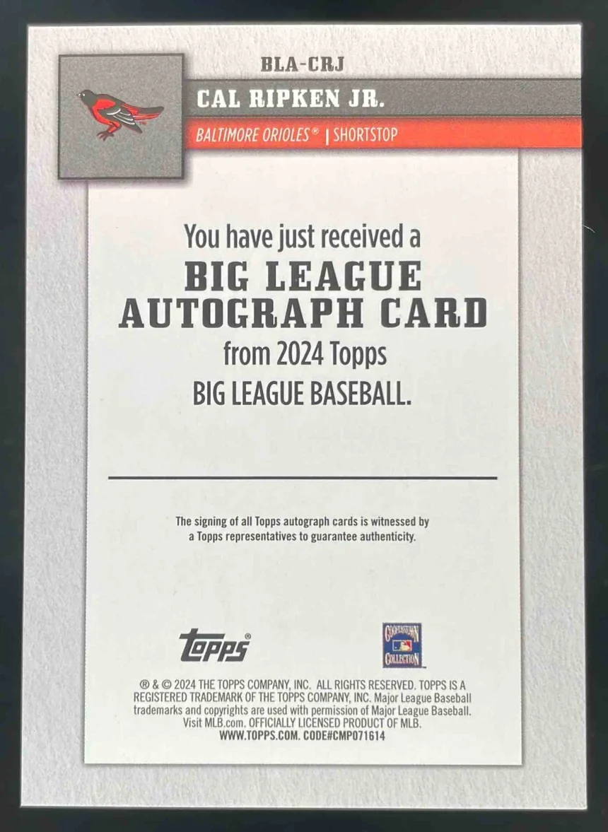 2024 Topps Big League Big League Autographs Red Foil #BLA-CRJ Cal Ripken Jr./5 - Image 2