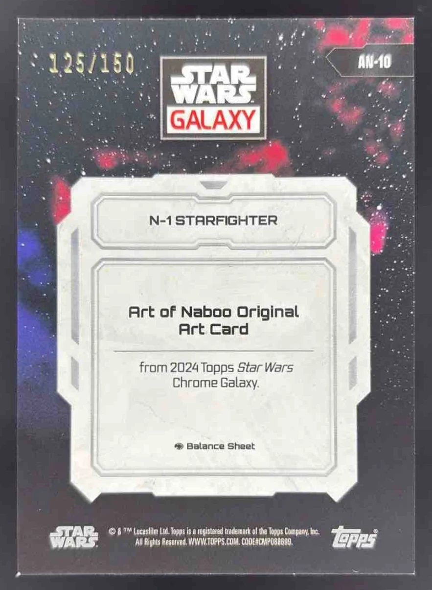 2024 Topps Chrome Star Wars Galaxy Art of Naboo Blue #AN-10 N-1 Starfighter /150 - Image 2