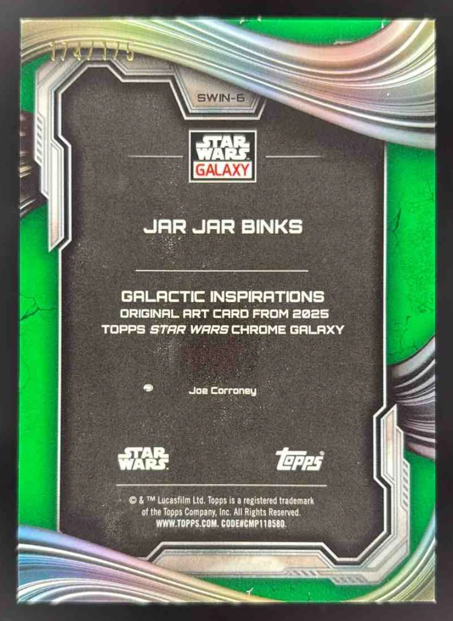 2025 Topps Chrome Star Wars Inspirations Green Lava #SWIN-6 Jar Jar Binks /175 - Image 2