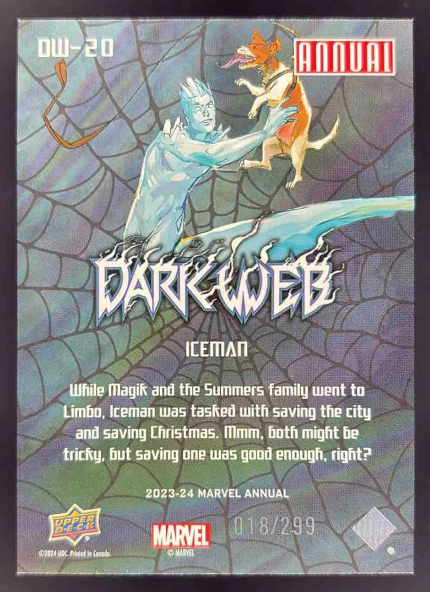 2023-24 Upper Deck Marvel Annual Dark Web Turquoise #DW-20 Iceman /299 - Image 2