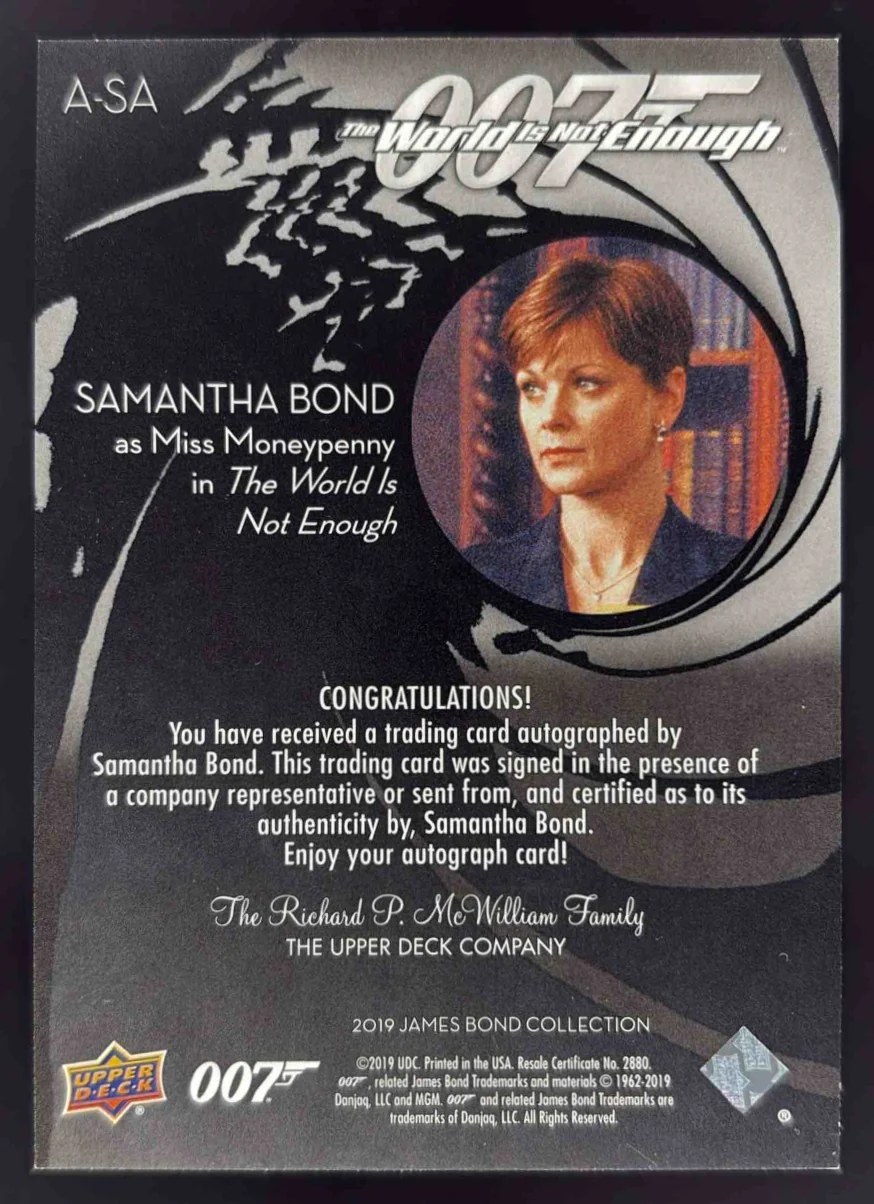 2019 James Bond Collection Autograph Samantha Bond Miss Moneypenny Auto - Image 2