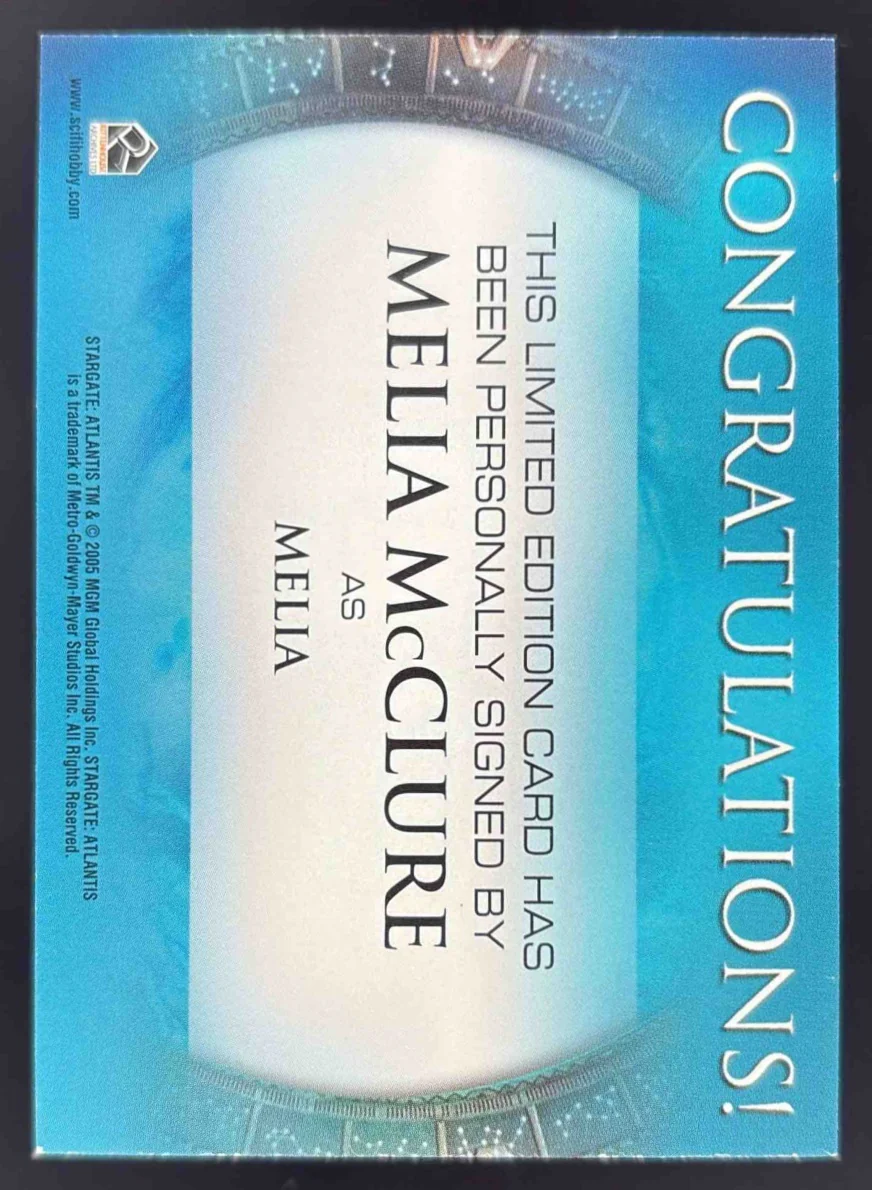 2006 Rittenhouse Stargate Atlantis Auto Melia Mcclure as Melia Autograph - Image 2