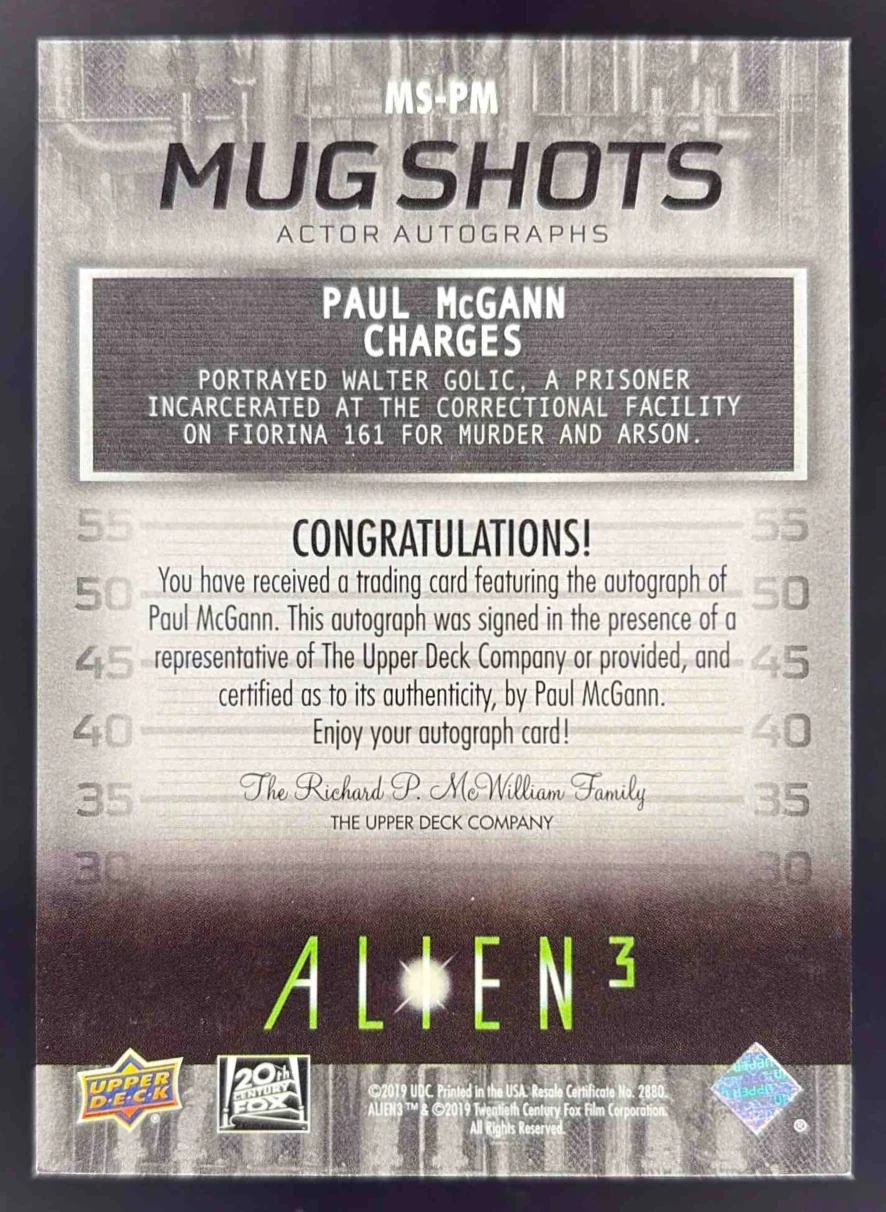 2019 Upper Deck Mug Shots Autograph Paul McGann Auto - Image 2
