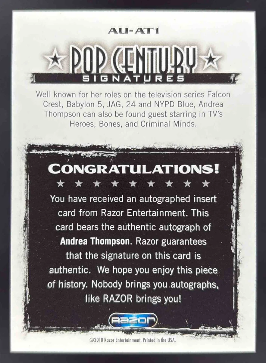 2010 Razor Pop Century Signatures Autograph Andrea Thompson Auto - Image 2